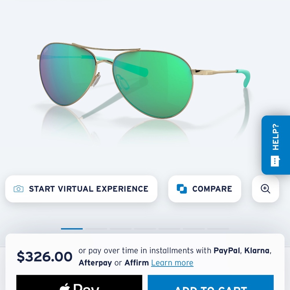 Costa Aviator Sunglasses with Green Lenses